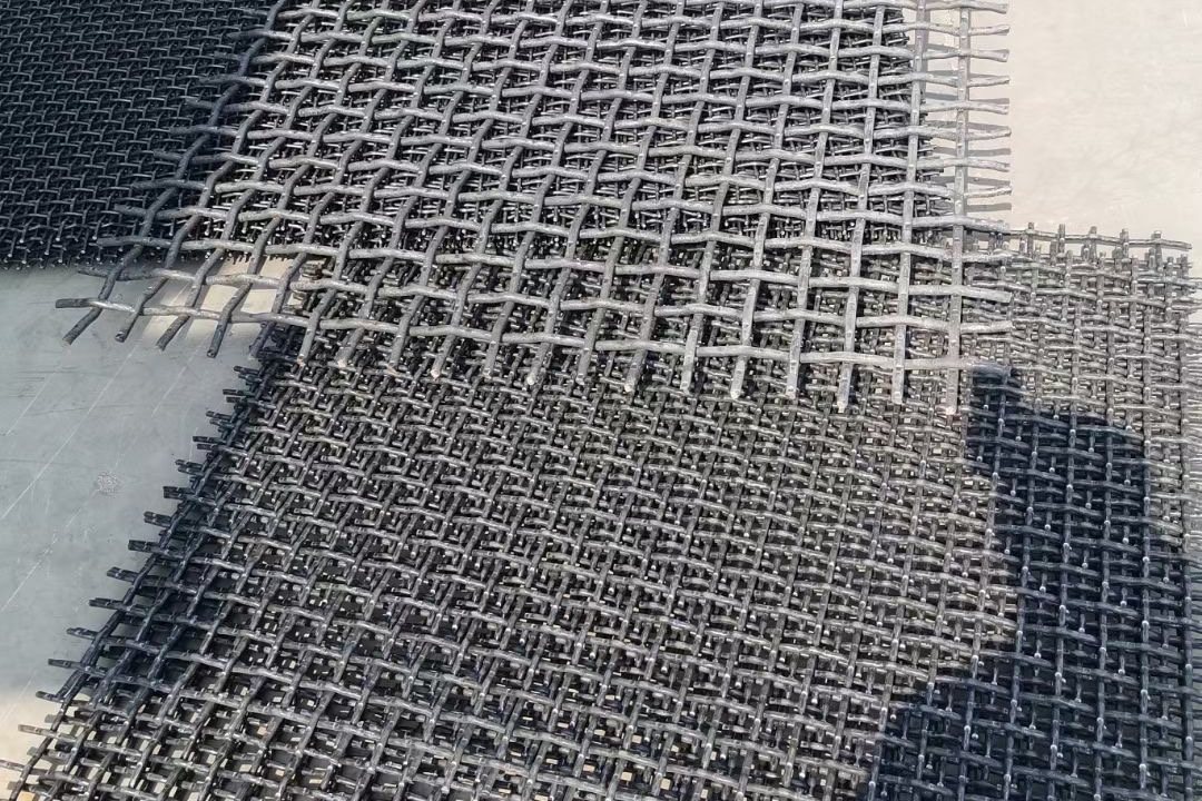 Close-up of woven mining screen crimp and weave